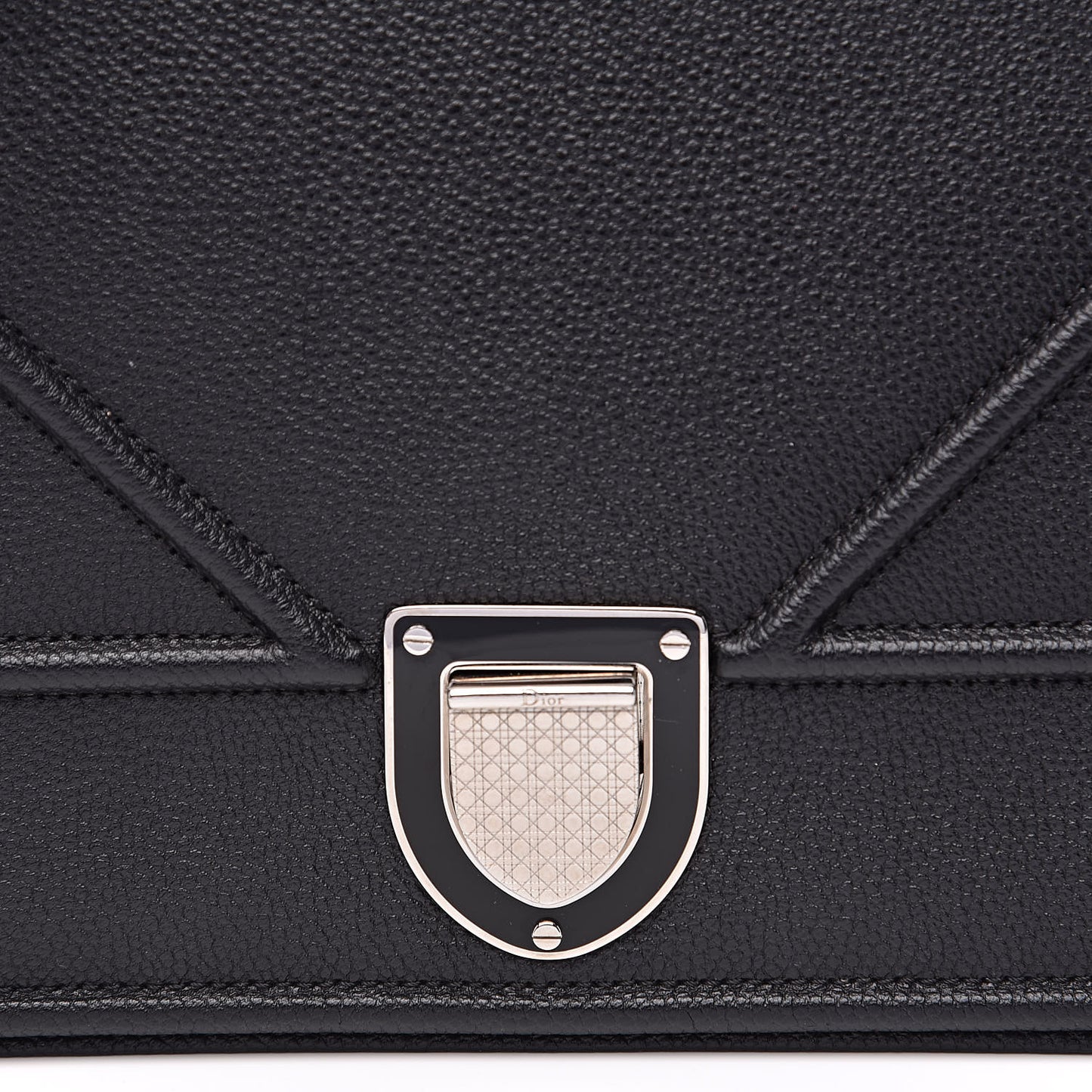 Grained Calfskin Large Diorama Flap Bag Black