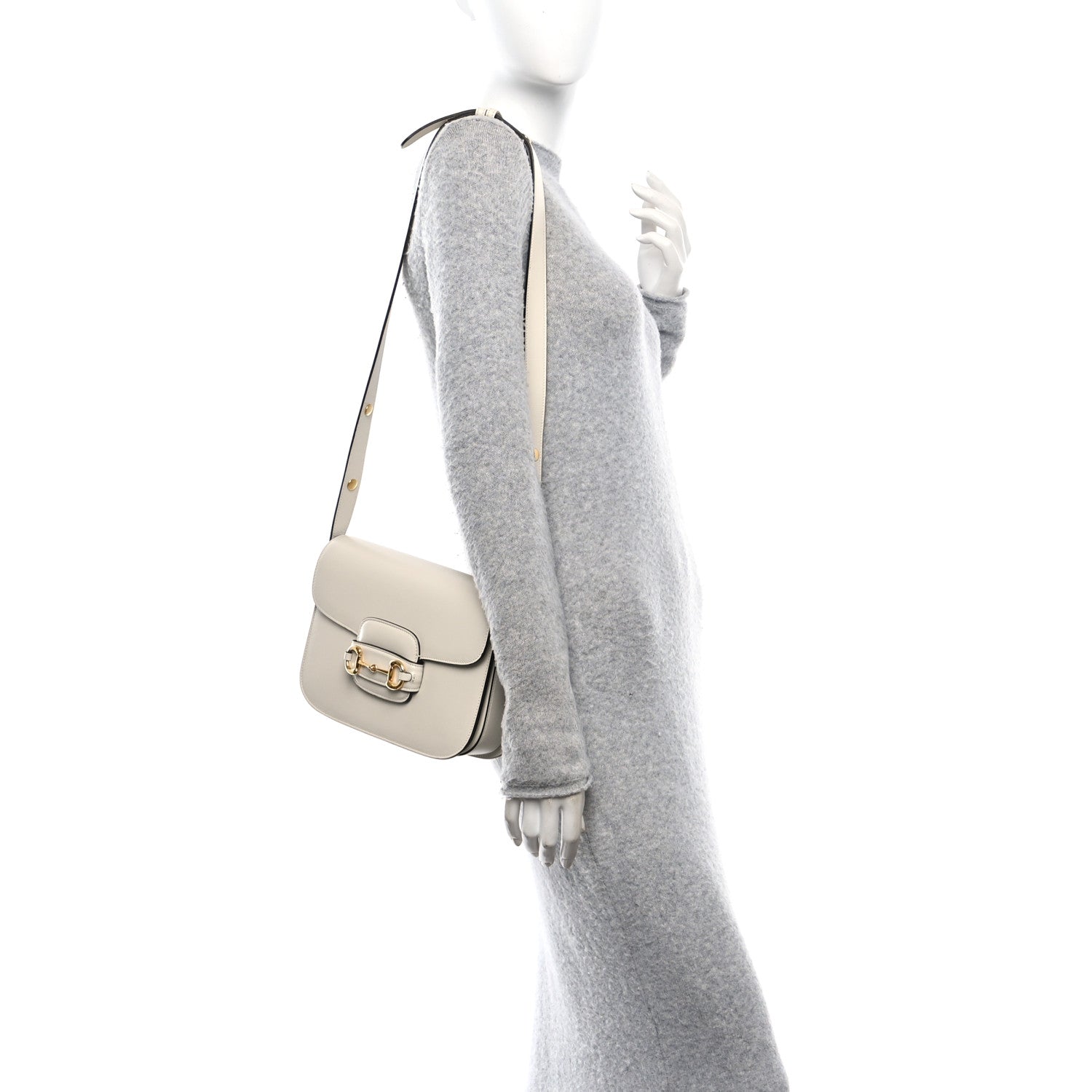 Gucci Azalea Calfskin Horsebit 1955 Shoulder Bag Mystic White 2 of 12