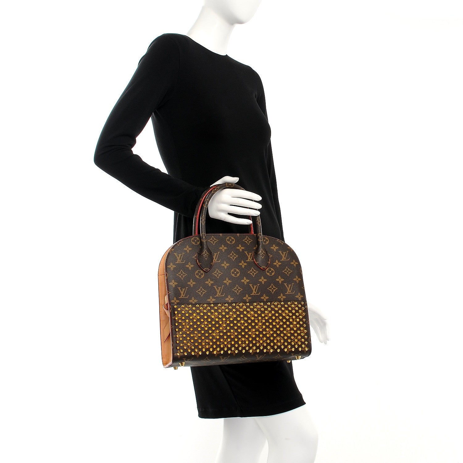 Louis Vuitton Monogram Calf Hair Spikes Iconoclasts Christian Louboutin Tote Red 2 of 6