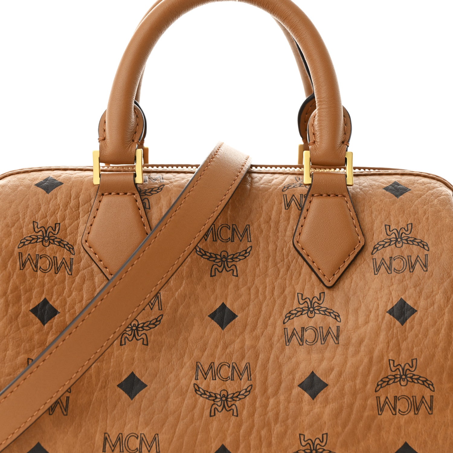 MCM Visetos Small Ella Boston Cognac 8 of 10