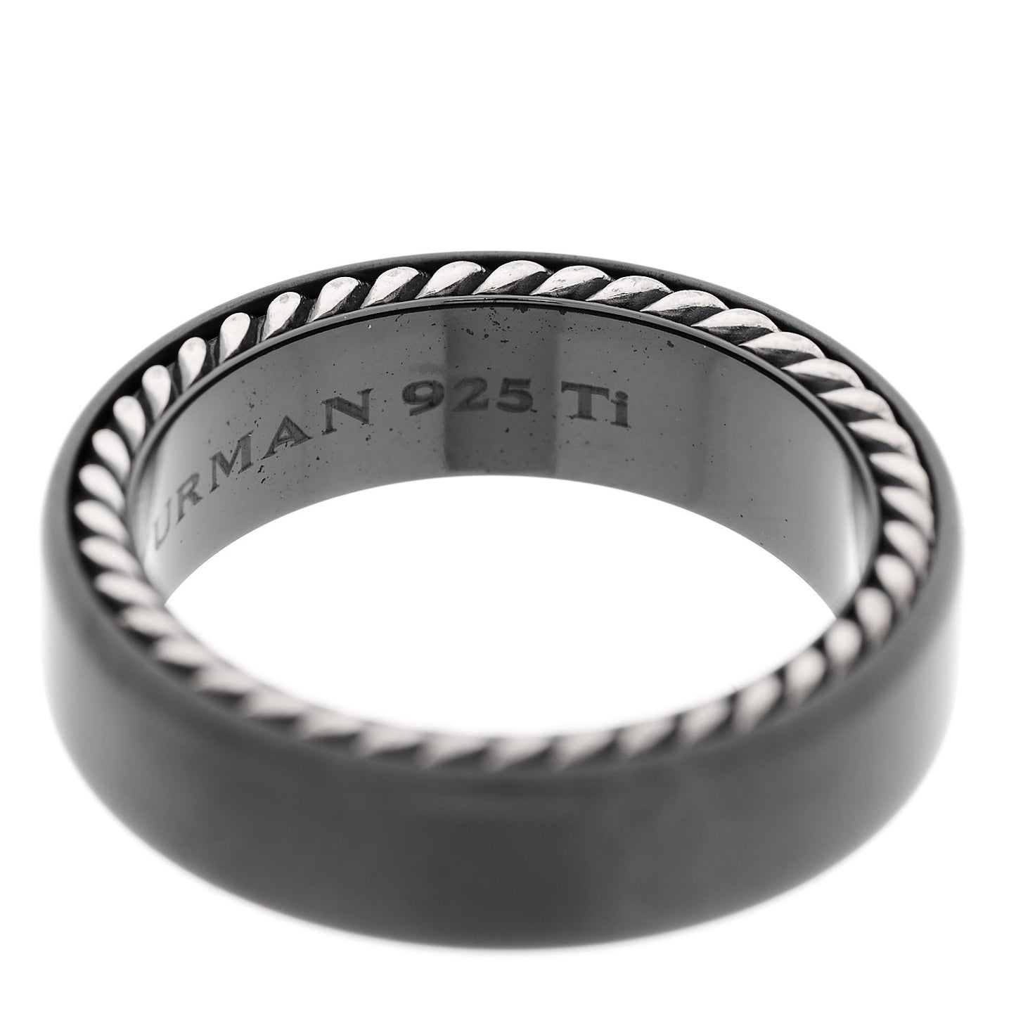 Black Titanium Sterling Silver 6mm Streamline Band Ring 57 8