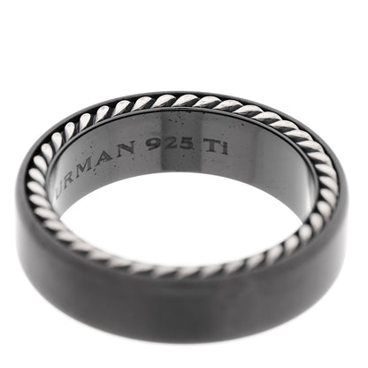 David Yurman Black Titanium Sterling Silver 6mm Streamline Band Ring 57 8 5 of 6
