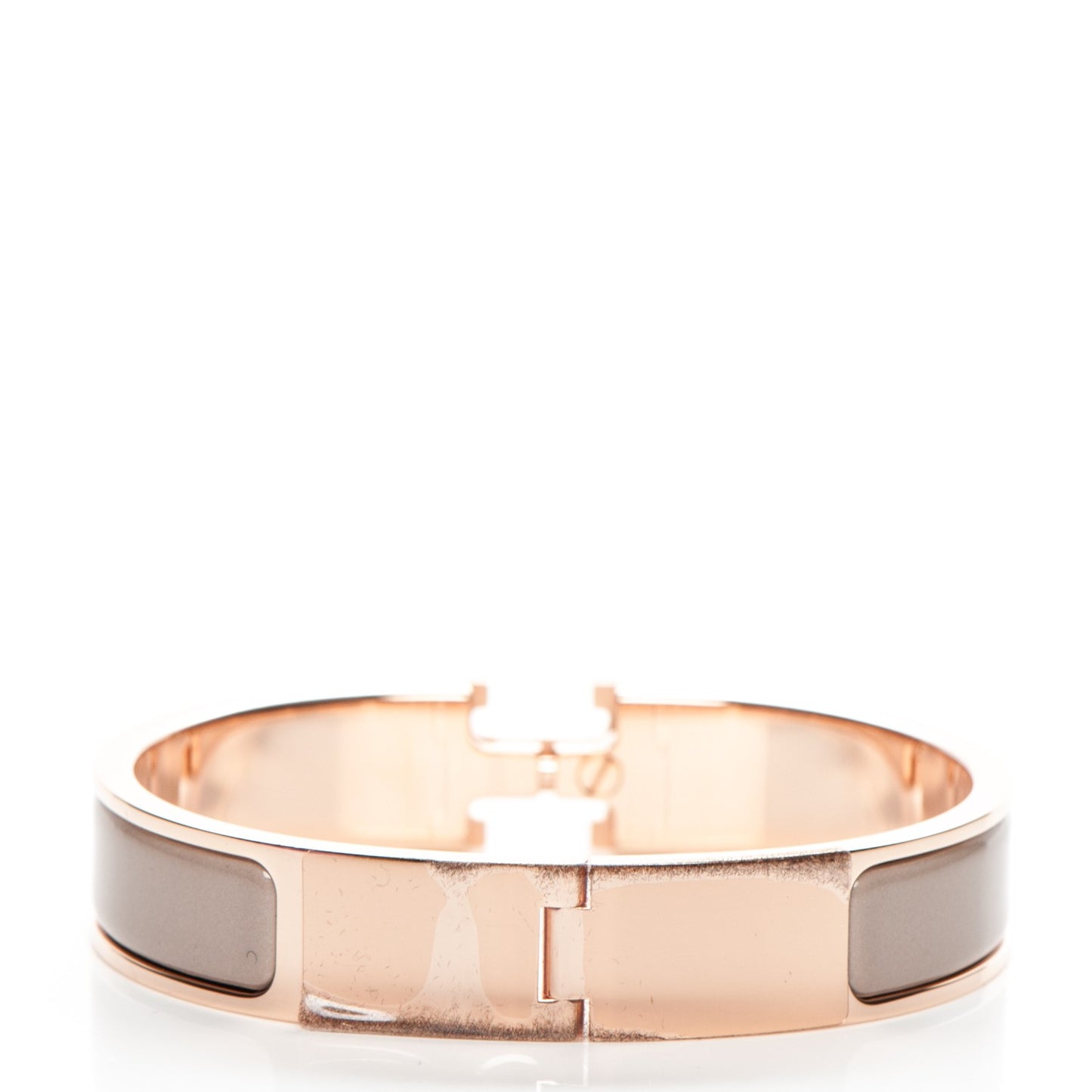 Enamel Clic Clac H Narrow Bracelet PM Marron Glace