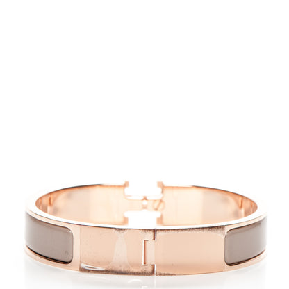 Hermes Enamel Clic Clac H Narrow Bracelet PM Marron Glace 3 of 5