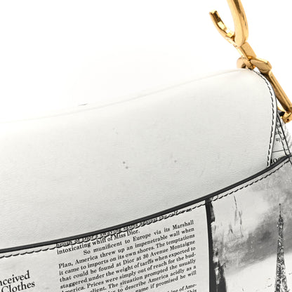 Christian Dior Calfskin Newspaper Printed Saddle Bag With Strap Black White 11 of 11
