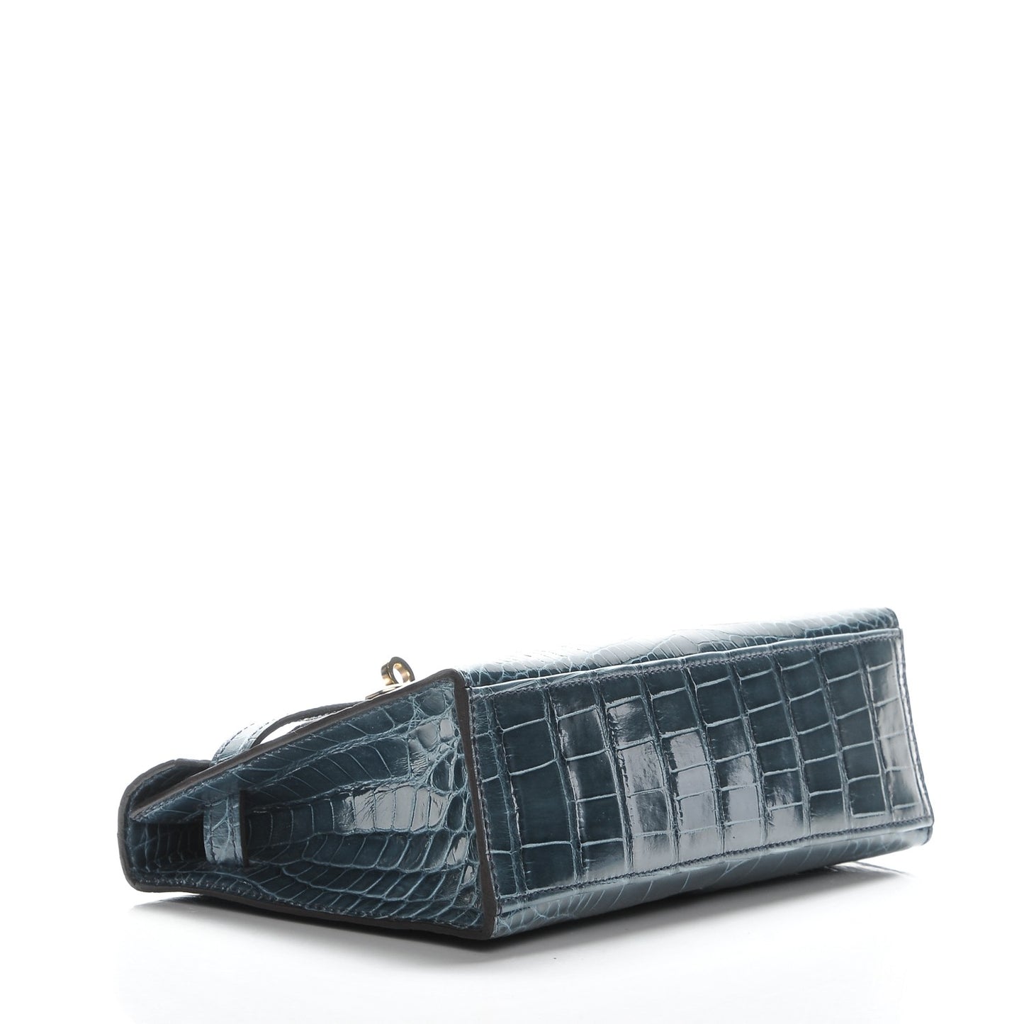 Shiny Alligator Kelly Pochette Blue Jean