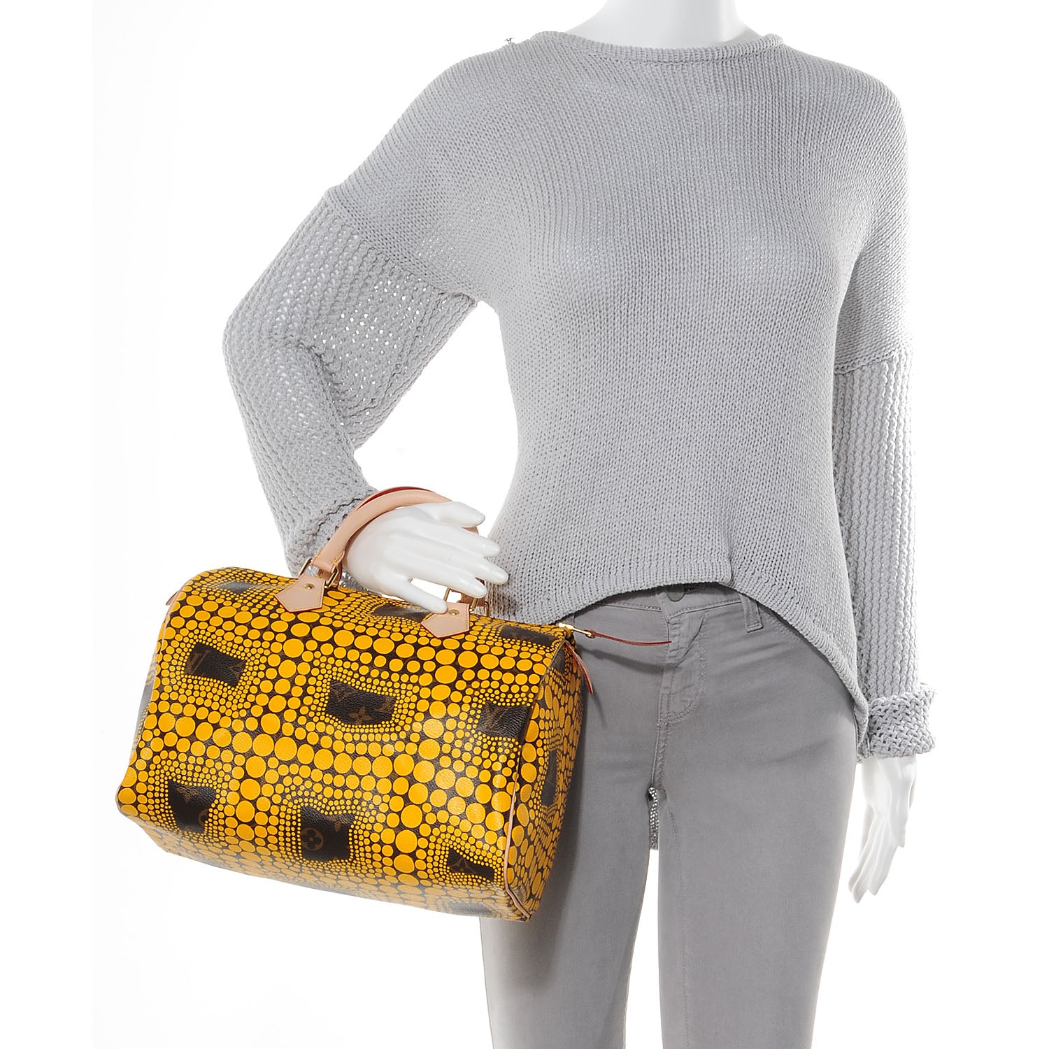 Louis Vuitton Monogram Kusama Town Speedy 30 Yellow 2 of 8