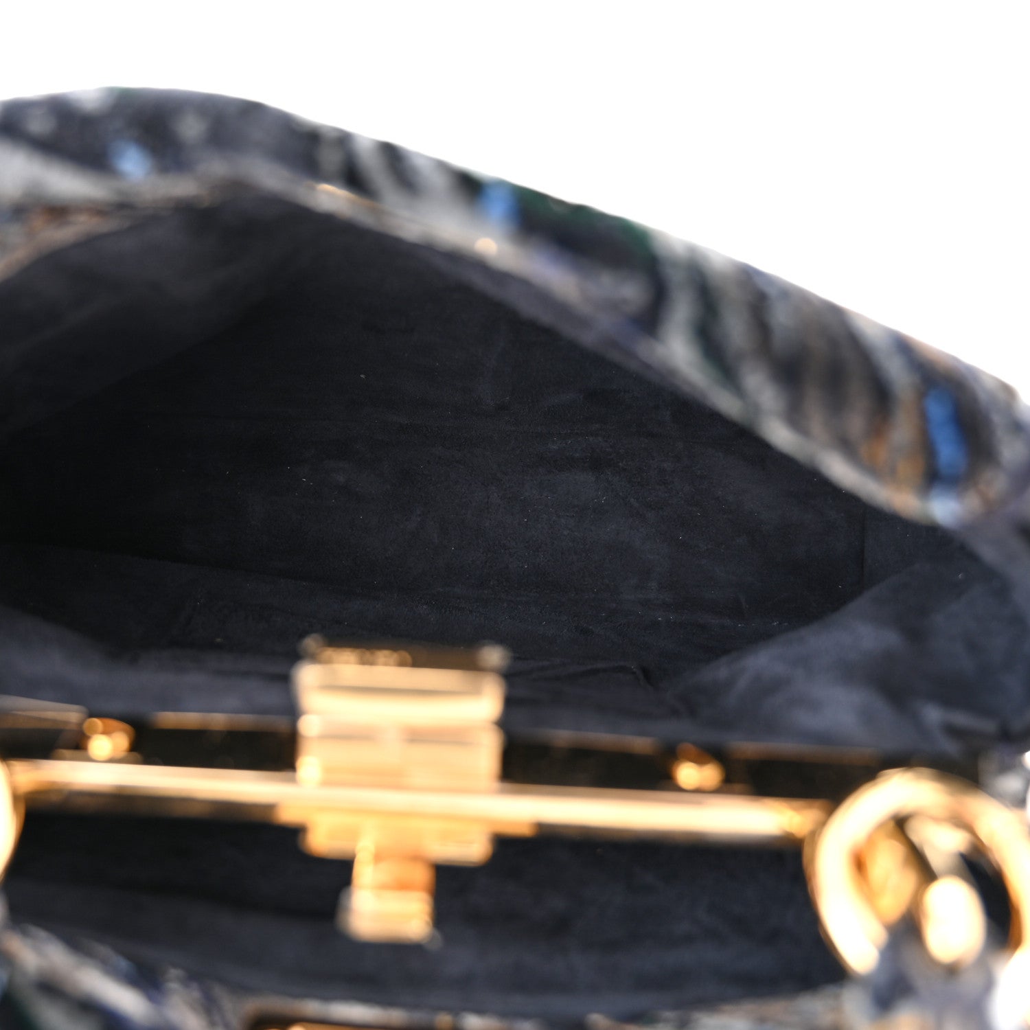 Fendi Velvet Marble Mini Peekaboo Iconic Satchel Blue Multicolor 5 of 10