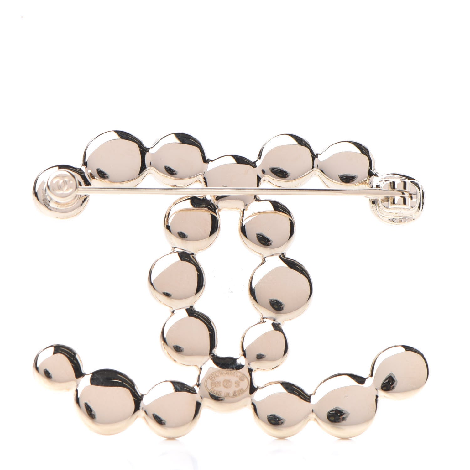 Chanel Metal Beaded CC Brooch Gold 3 of 4