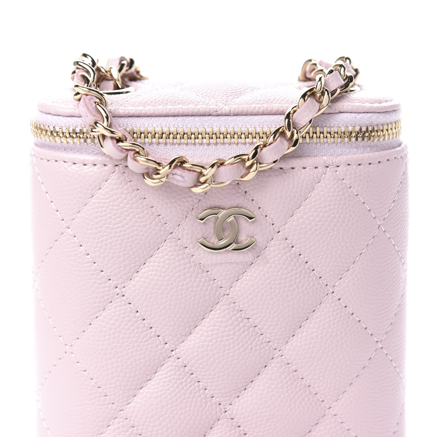 Chanel Caviar Quilted Small Vertical Coco Beauty Vanity Case With Chain Light Pink 10 of 11