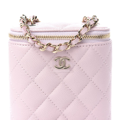 Chanel Caviar Quilted Small Vertical Coco Beauty Vanity Case With Chain Light Pink 10 of 11