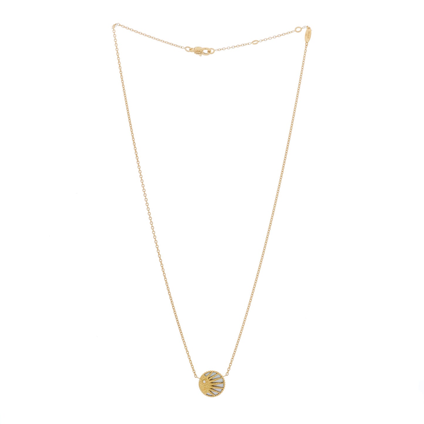 18K Yellow Gold Diamond Black Onyx Mother of Pearl Rose Celeste Pendant Necklace