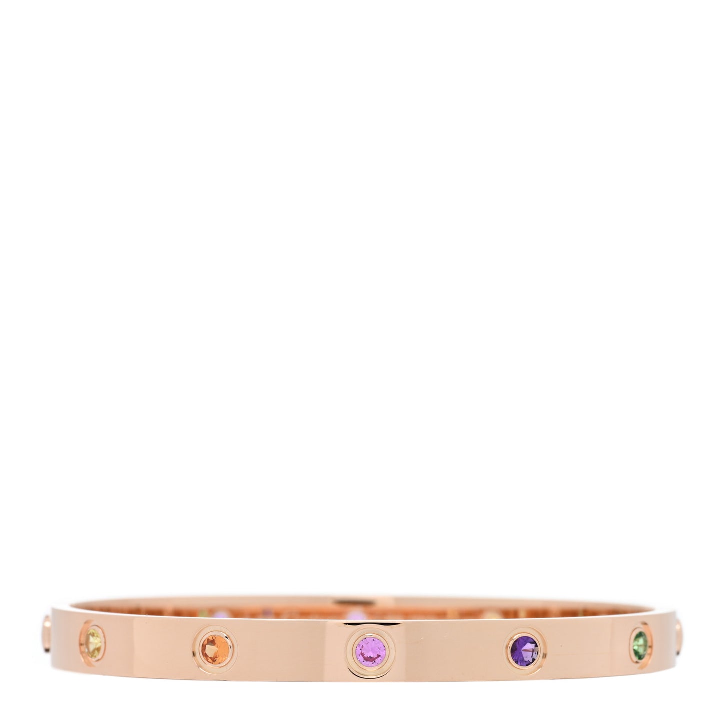 18K Pink Gold Sapphire Garnet Amethyst LOVE Bracelet 17