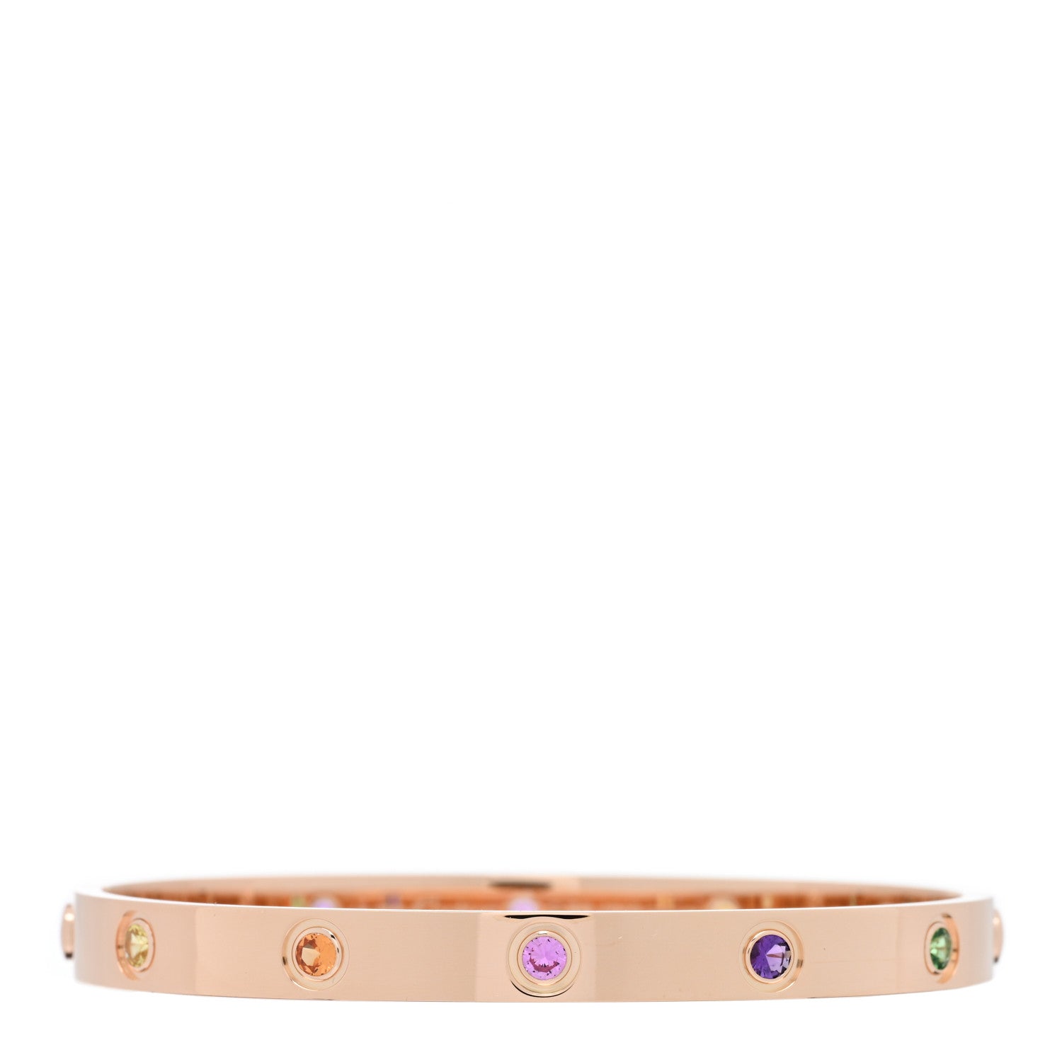 Cartier 18K Pink Gold Sapphire Garnet Amethyst LOVE Bracelet 17 1 of 5
