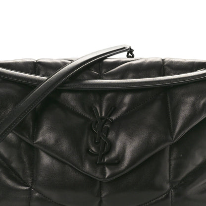 Saint Laurent Lambskin Quilted Monogram Monochrome Medium Loulou Puffer Chain Satchel Black 8 of 10