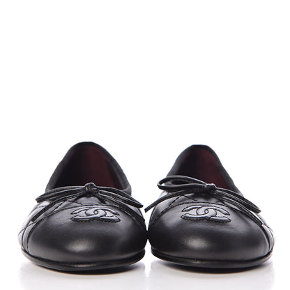 Chanel Aged Calfskin Quilted Cap Toe Ballerina Flats 35.5 Black 2 of 9