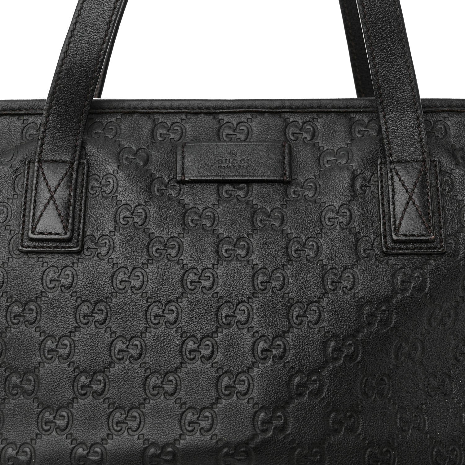 Gucci Guccissima Medium Zippered Shopping Tote Black 8 of 15