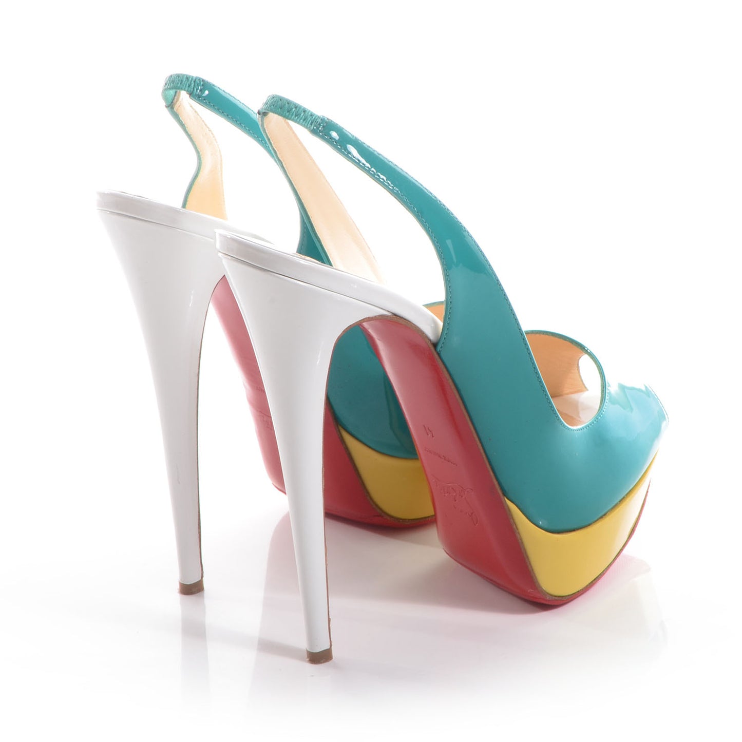 Patent Lady Peep Sling 150 Pumps 41 Caraibes Canari