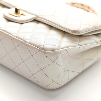 Chanel Iridescent Calfskin Quilted Medium Double Flap White 10 of 22