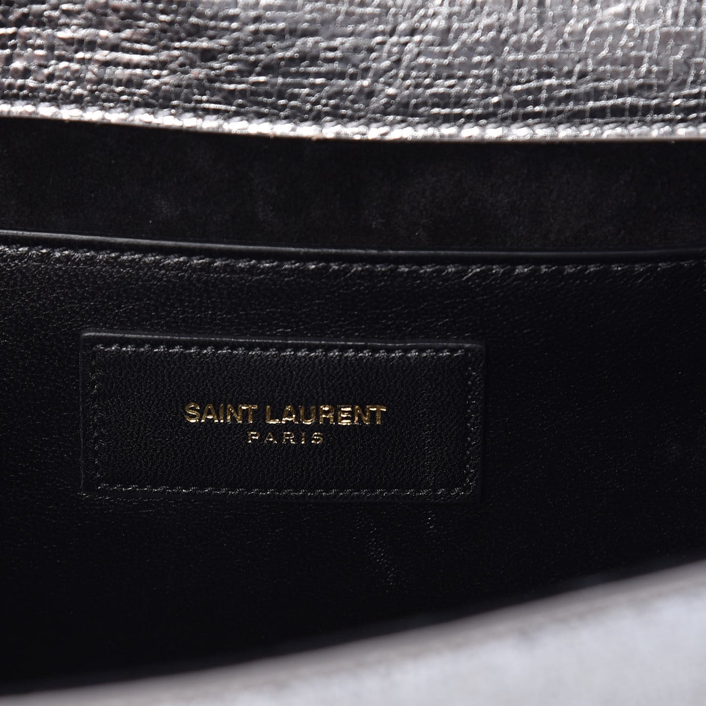 Textured Metallic Calfskin Classic Monogram Cassandre Clutch Silver