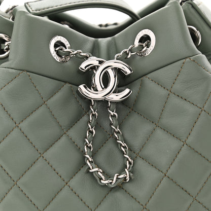 Chanel Lambskin Quilted Small CC Chain Bucket Drawstring Bag Green 8 of 10