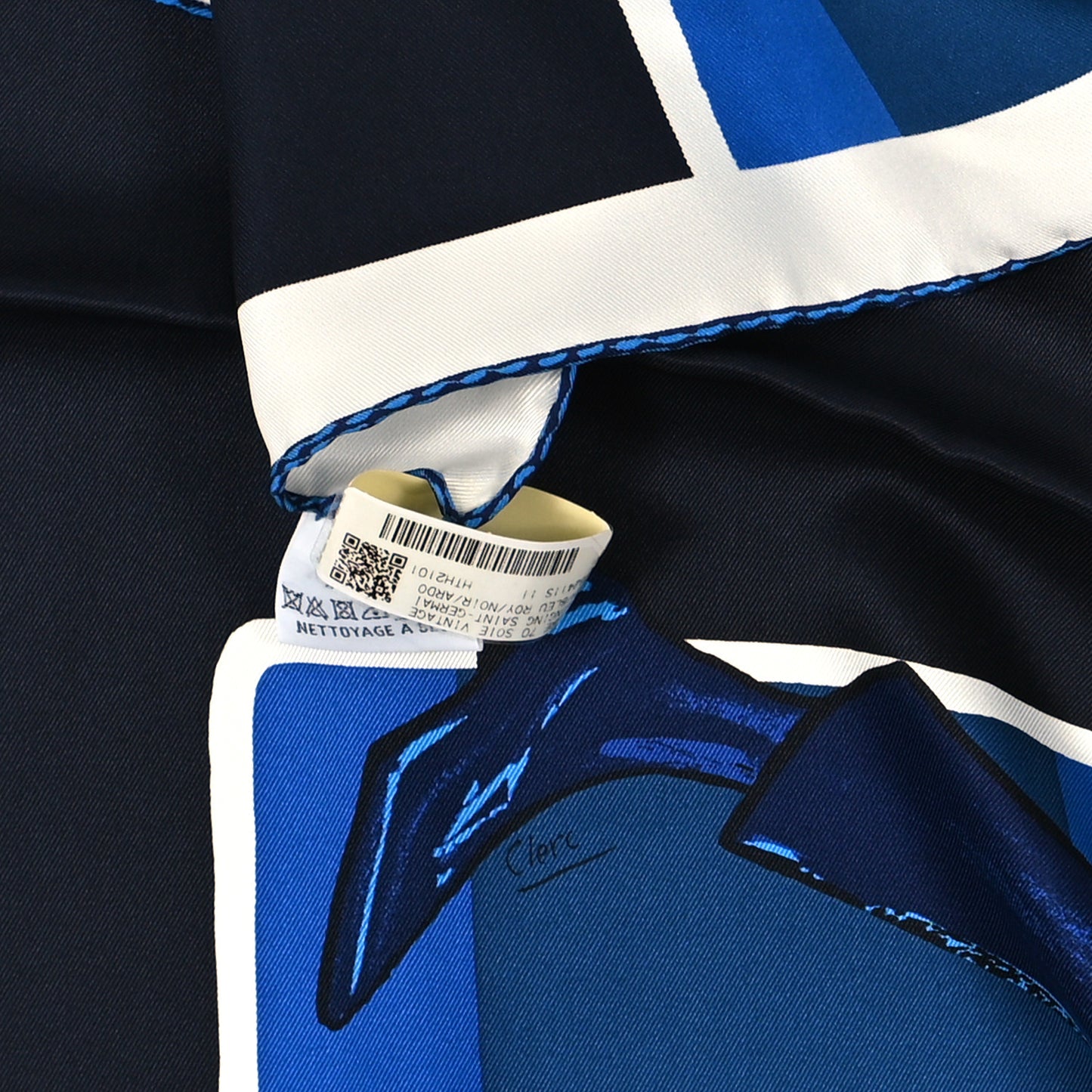 Silk Swinging Saint Germain Scarf 70 Bleu Royal Black Ardoise