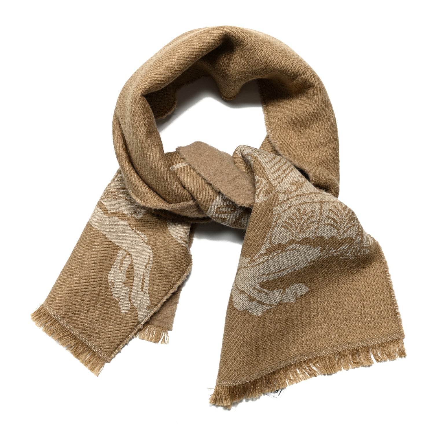 Burberry Denim Effect Wool Jacquard EKD Scarf Maple 1 of 3