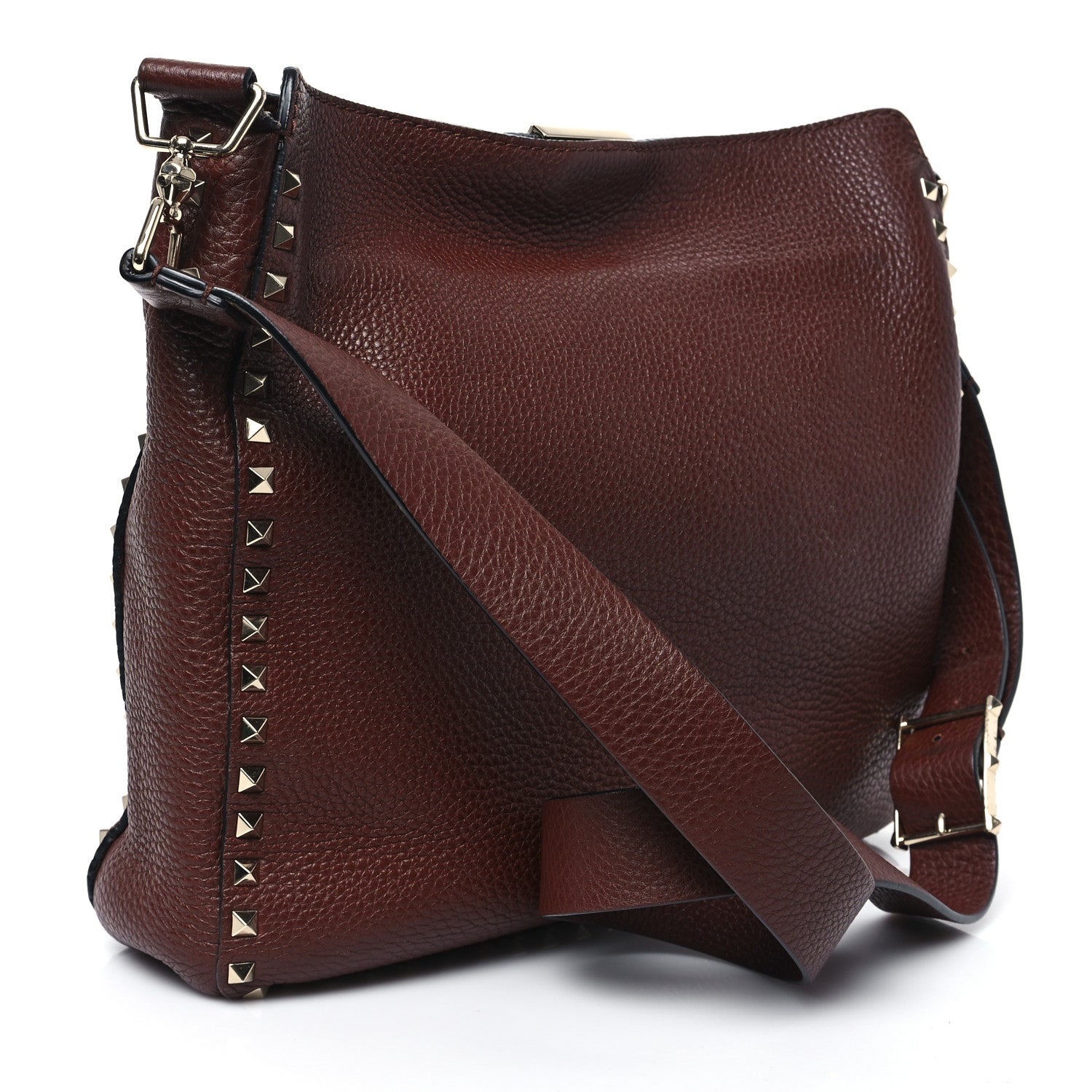 Valentino Garavani Pebbled Calfskin Large Rockstud Flip-Lock Messenger Bag Brown 3 of 11