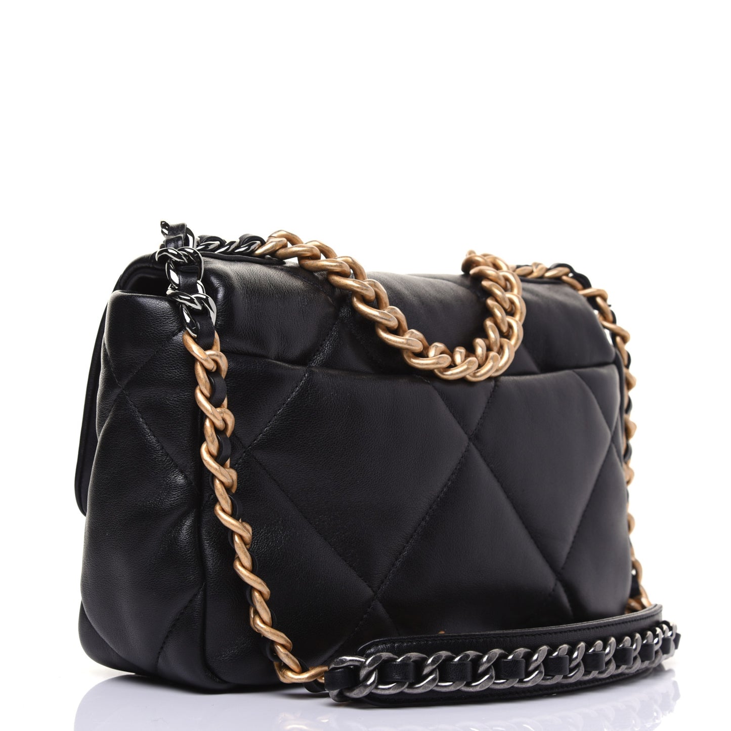 Lambskin Quilted Medium 19 Flap Black