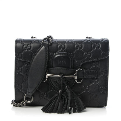 Gucci Guccissima Mini Emily Shoulder Bag Black 1 of 8