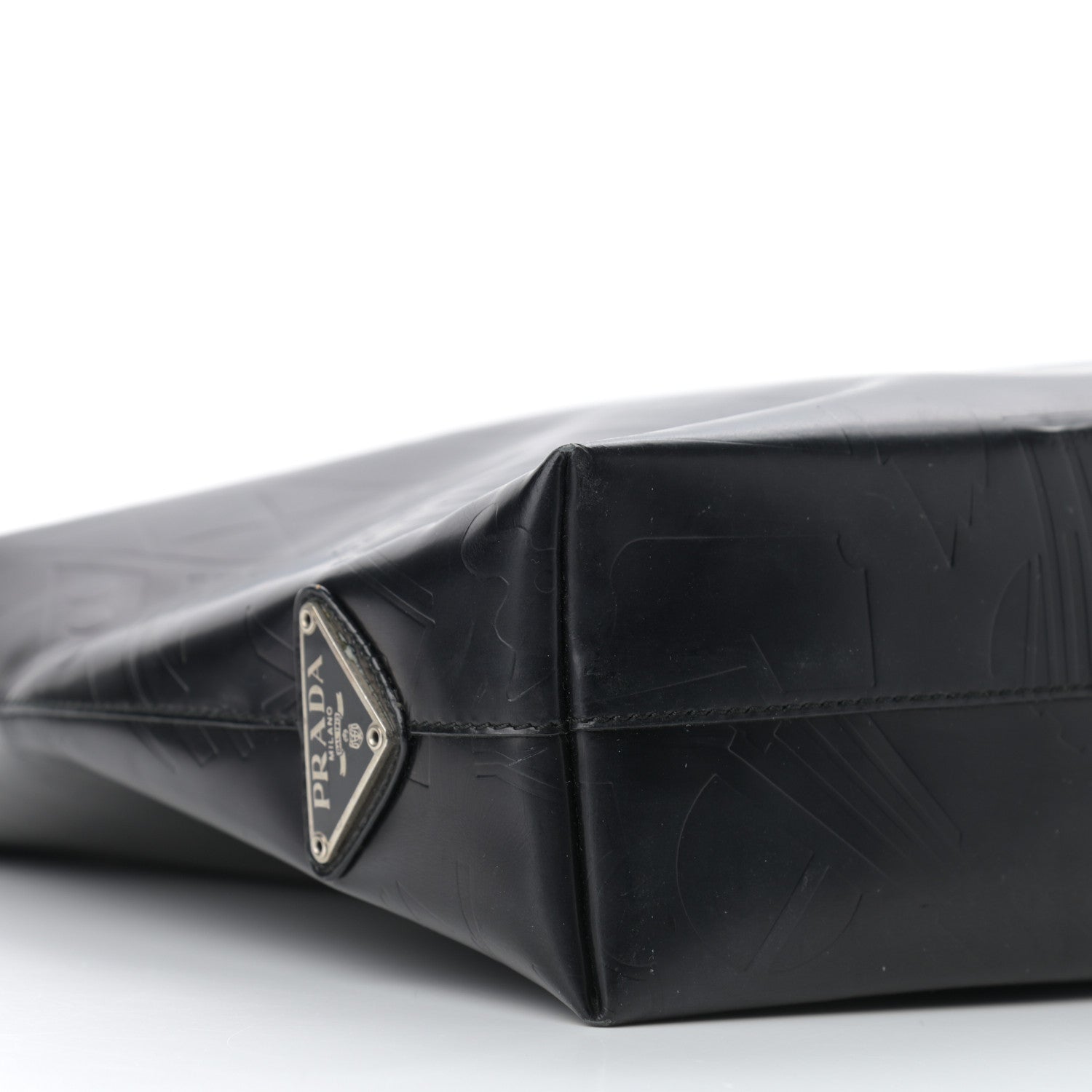 Prada Calfskin Embossed Shoulder Bag Black 8 of 12