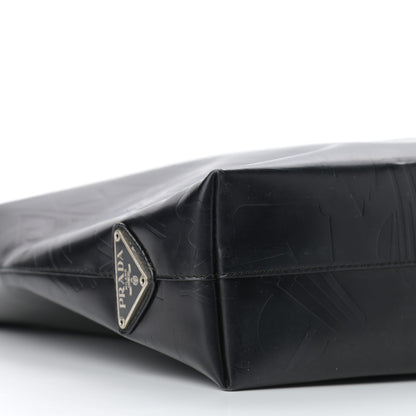 Prada Calfskin Embossed Shoulder Bag Black 8 of 12