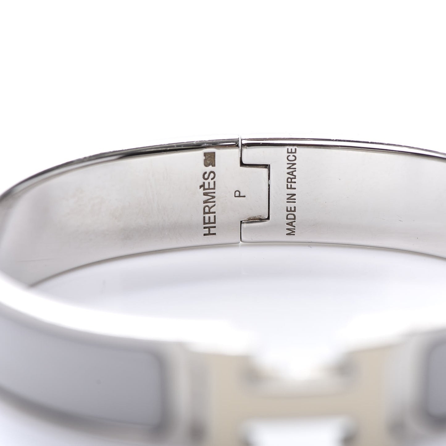 Enamel Narrow Clic Clac H Bracelet GM Blanc Gris Clair