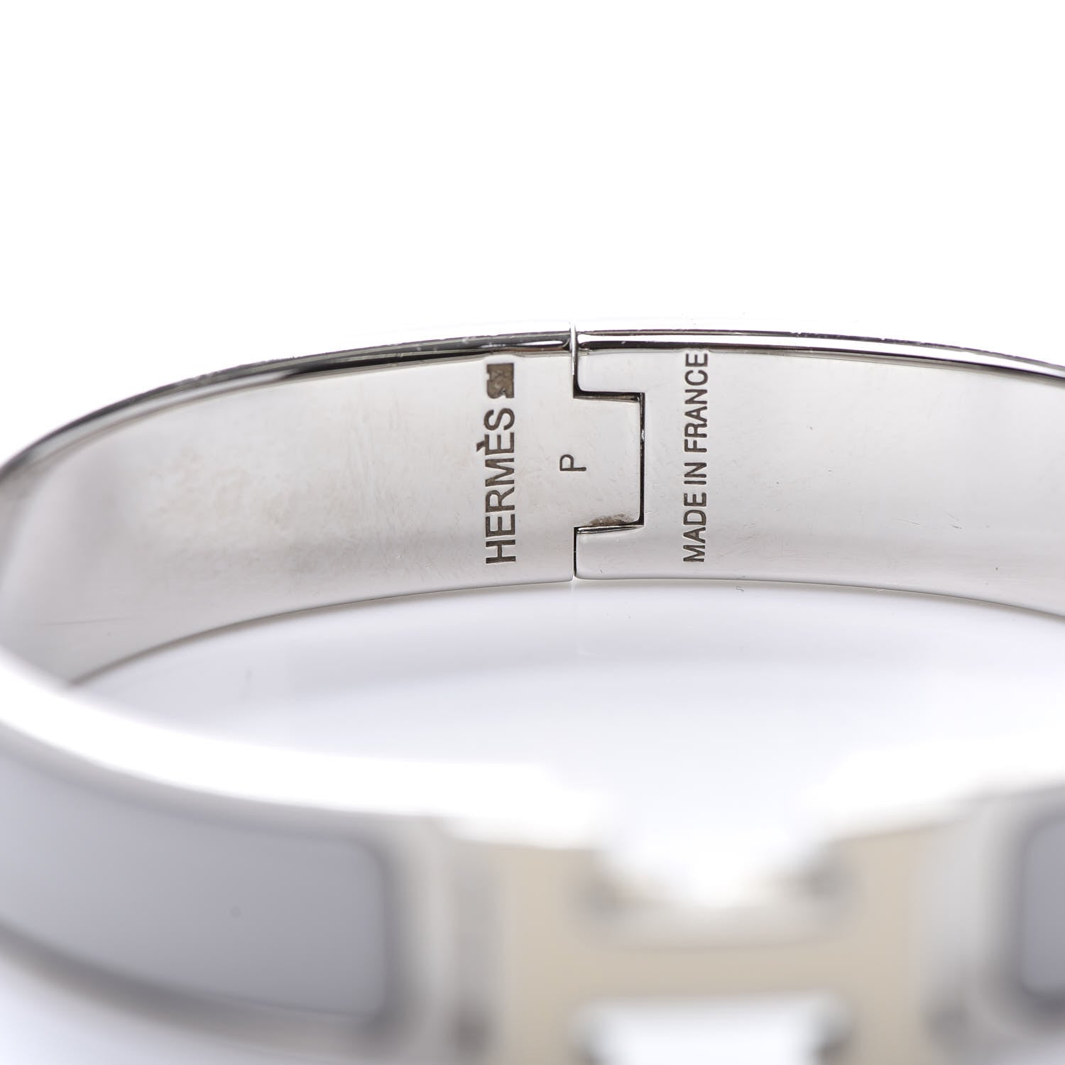 Hermes Enamel Narrow Clic Clac H Bracelet GM Blanc Gris Clair 4 of 5