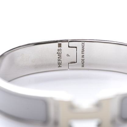 Hermes Enamel Narrow Clic Clac H Bracelet GM Blanc Gris Clair 4 of 5