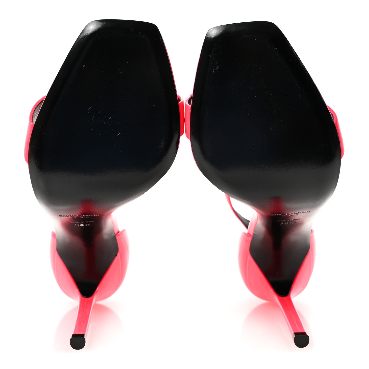 Saint Laurent Patent Calfskin Amber 105 Ankle Strap Sandals 39.5 Fuchsia Fluo 6 of 10
