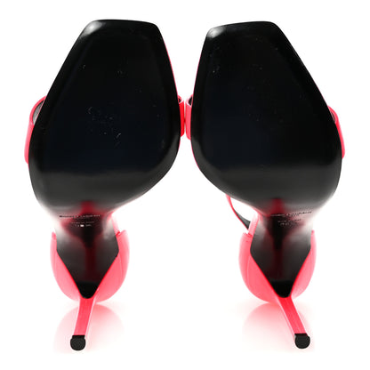 Saint Laurent Patent Calfskin Amber 105 Ankle Strap Sandals 39.5 Fuchsia Fluo 6 of 10