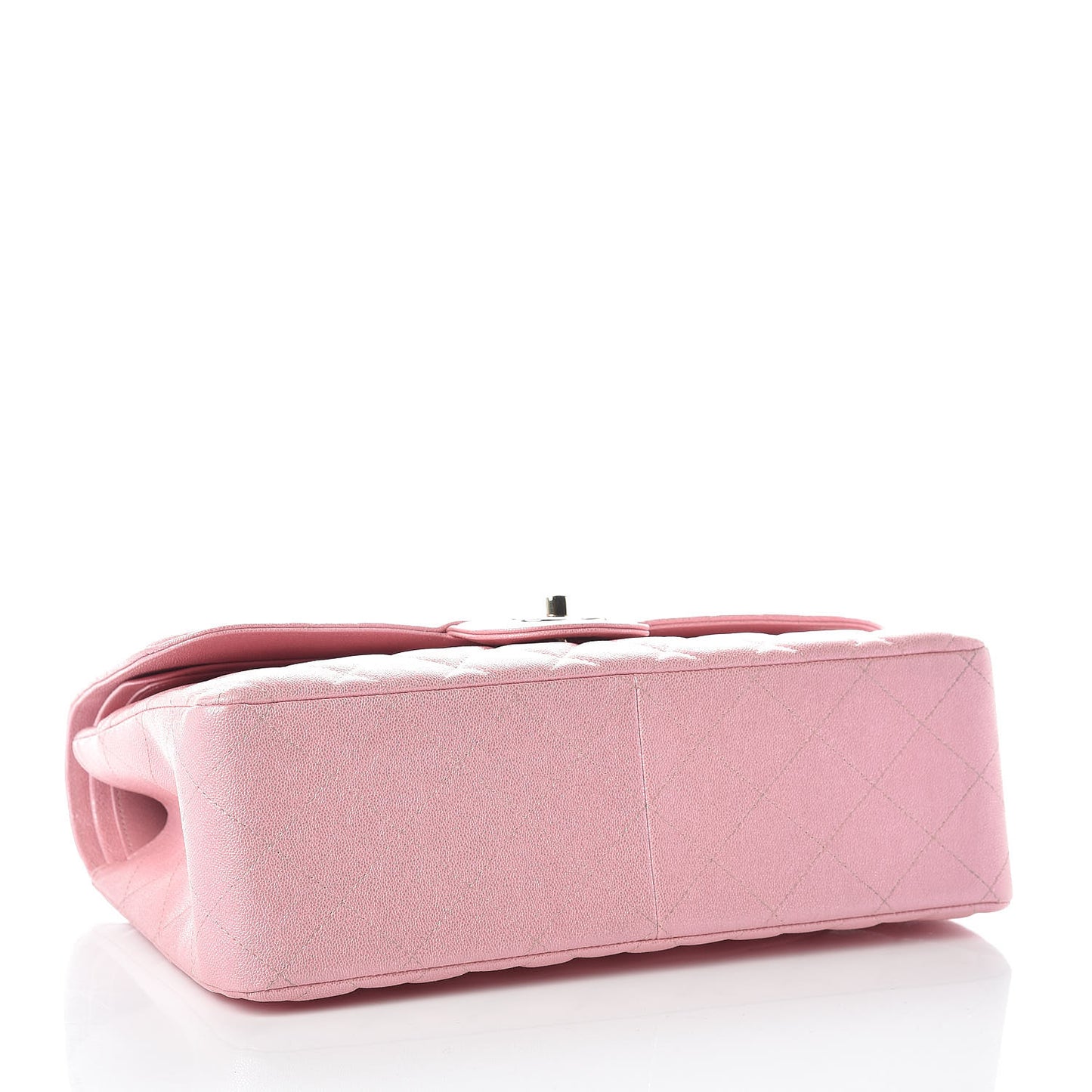 Iridescent Caviar Quilted Jumbo Double Flap Rose Pink