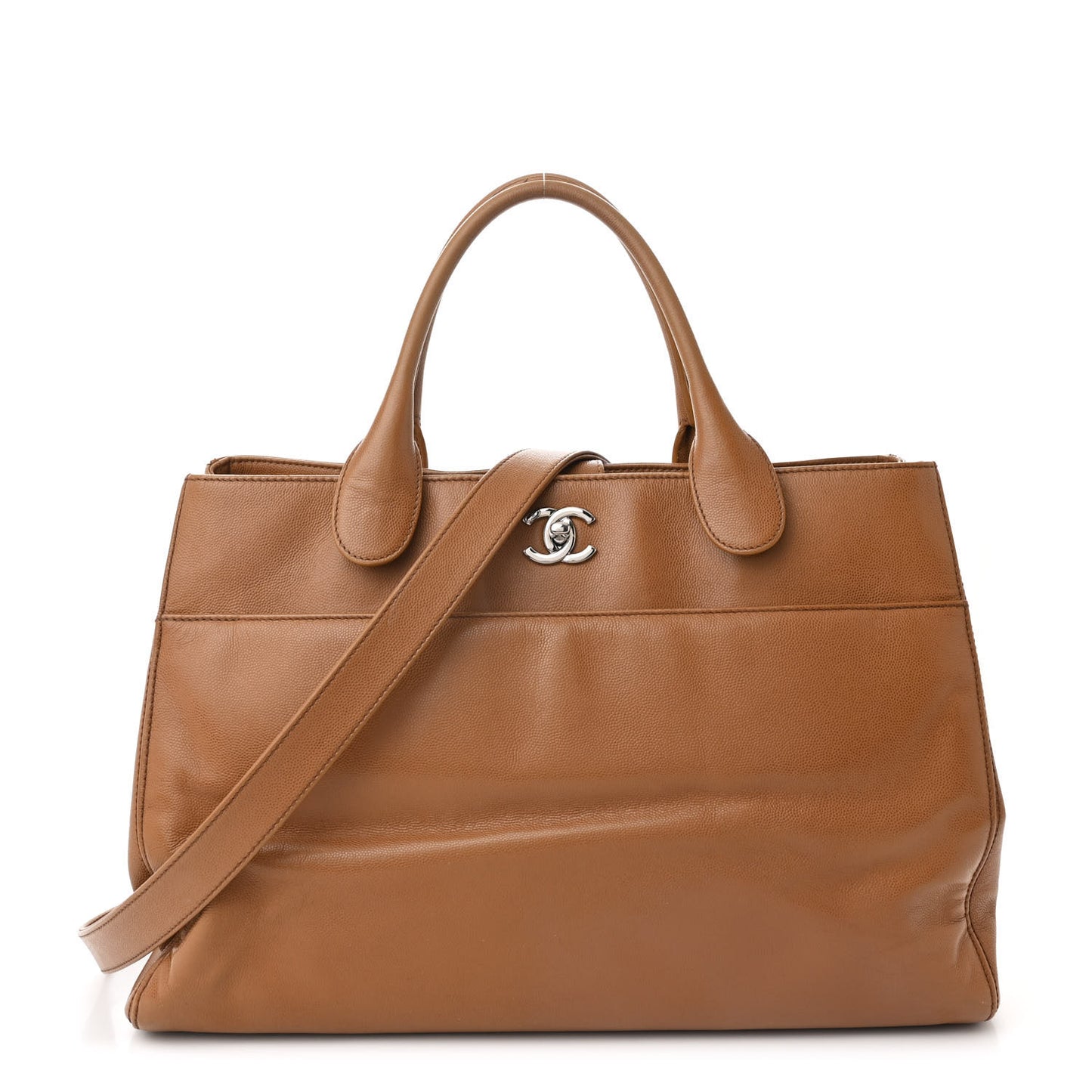 Caviar Medium Cerf Executive Shopper Tote Dark Beige