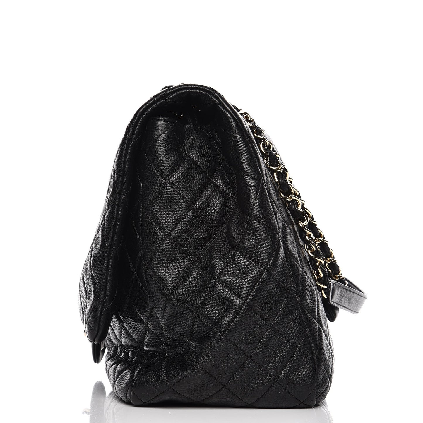 Calfskin Quilted XXL Travel Flap Bag Black