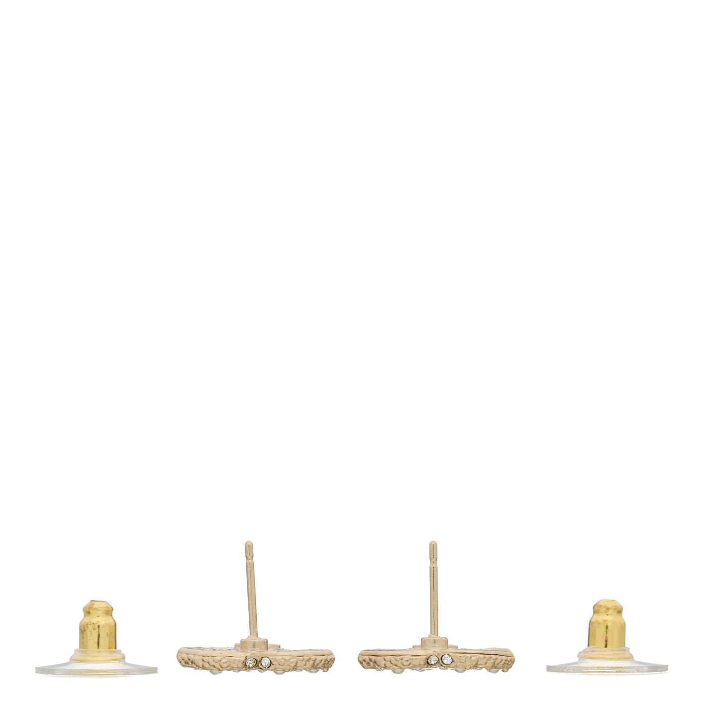 Pearl Studded CC Earrings Gold