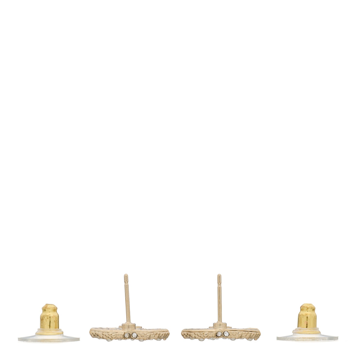 Chanel Pearl Studded CC Earrings Gold 3 of 5