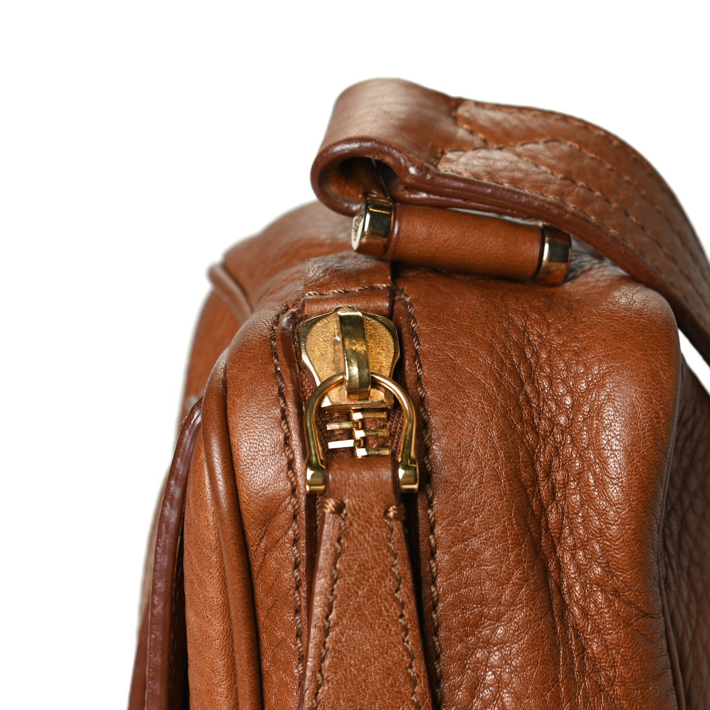 Grainy Calfskin Small Buckle Crossbody Brown