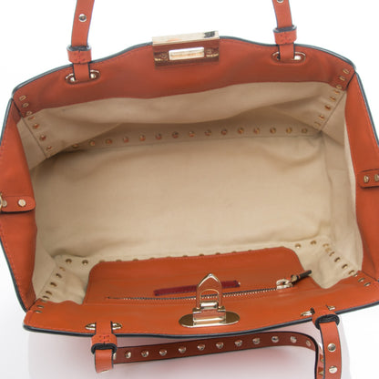 Valentino Garavani Vitello Small Rockstud Tote English Red 5 of 8