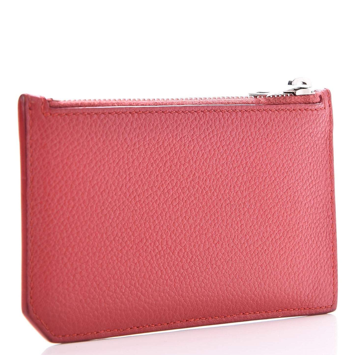 Grained Calfskin 5 Fragments Zip Pouch Card Holder New Red