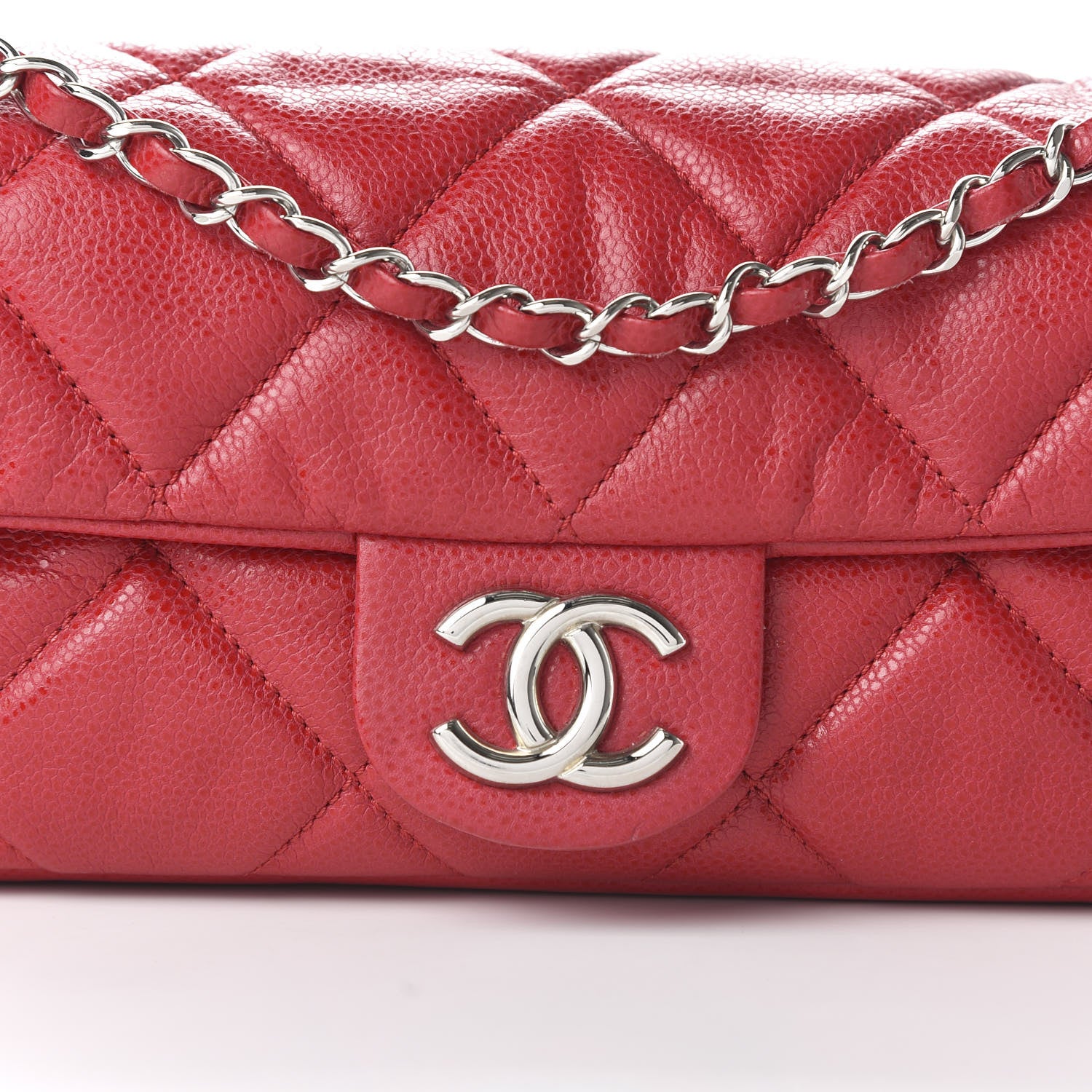 Chanel Glazed Caviar Quilted Small Nature Flap Bag Red 10 of 11