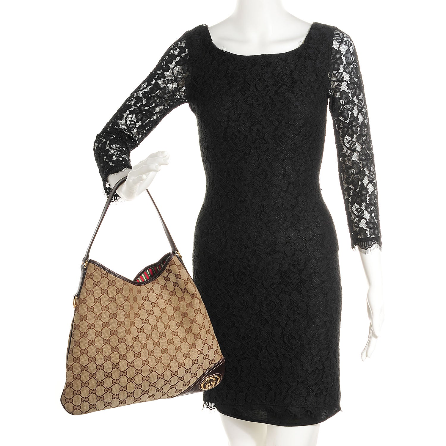 Gucci Monogram Medium New Britt Hobo Dark Brown 2 of 7