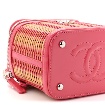 Chanel Calfskin Raffia Small Take Away Vanity Case Bag Pink Beige 9 of 10