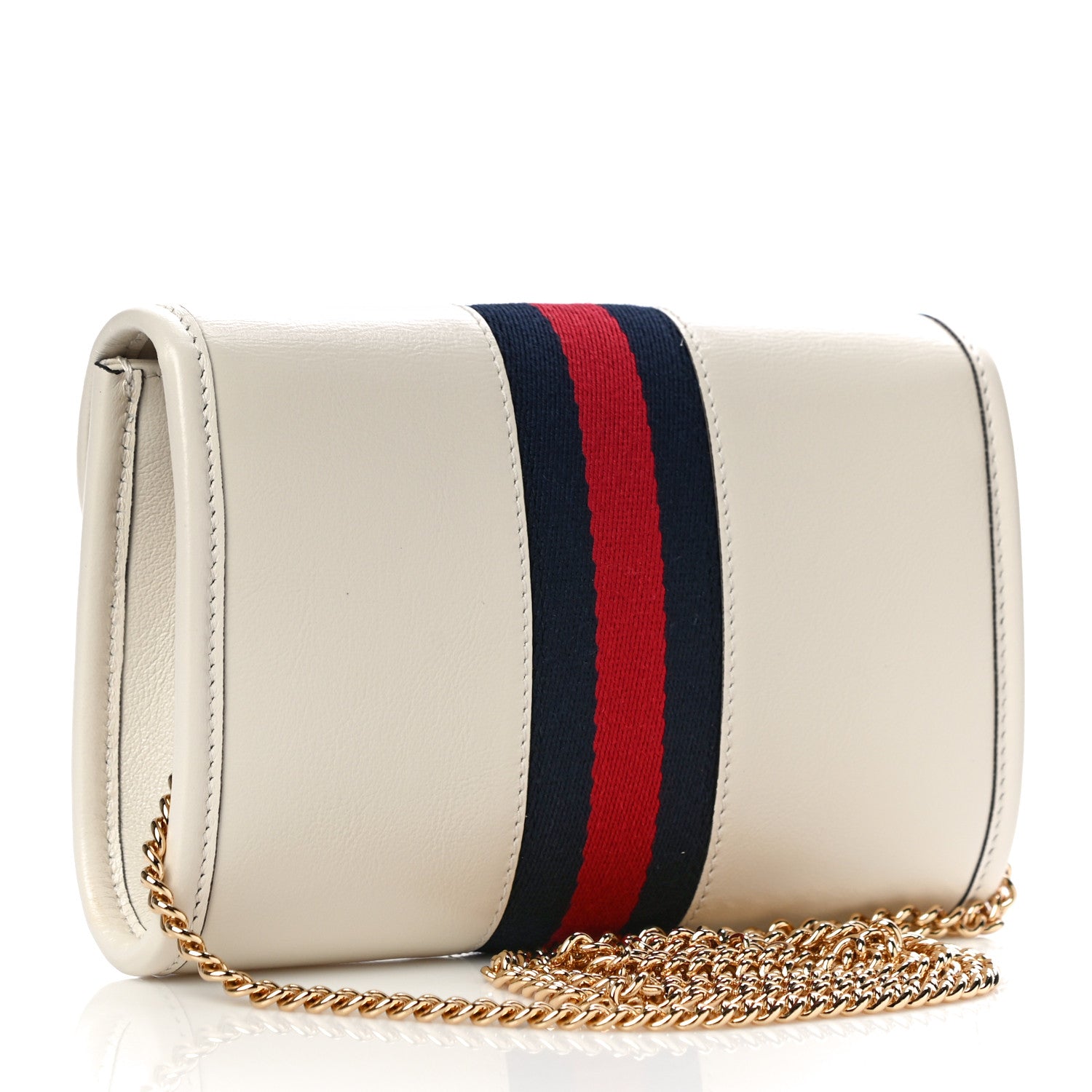Gucci Textured Calfskin Web Mini Rajah Slim Flap Shoulder Bag Mystic White 3 of 11