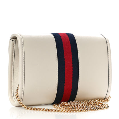 Gucci Textured Calfskin Web Mini Rajah Slim Flap Shoulder Bag Mystic White 3 of 11